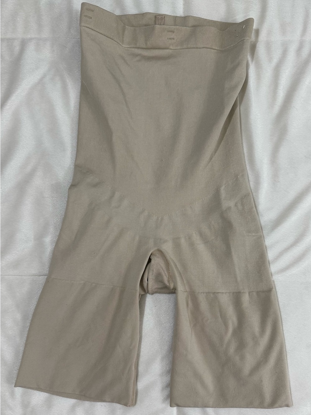 SPANX High Waisted Mid Thigh Shaper Nude Beige Seamless Tummy Control XL